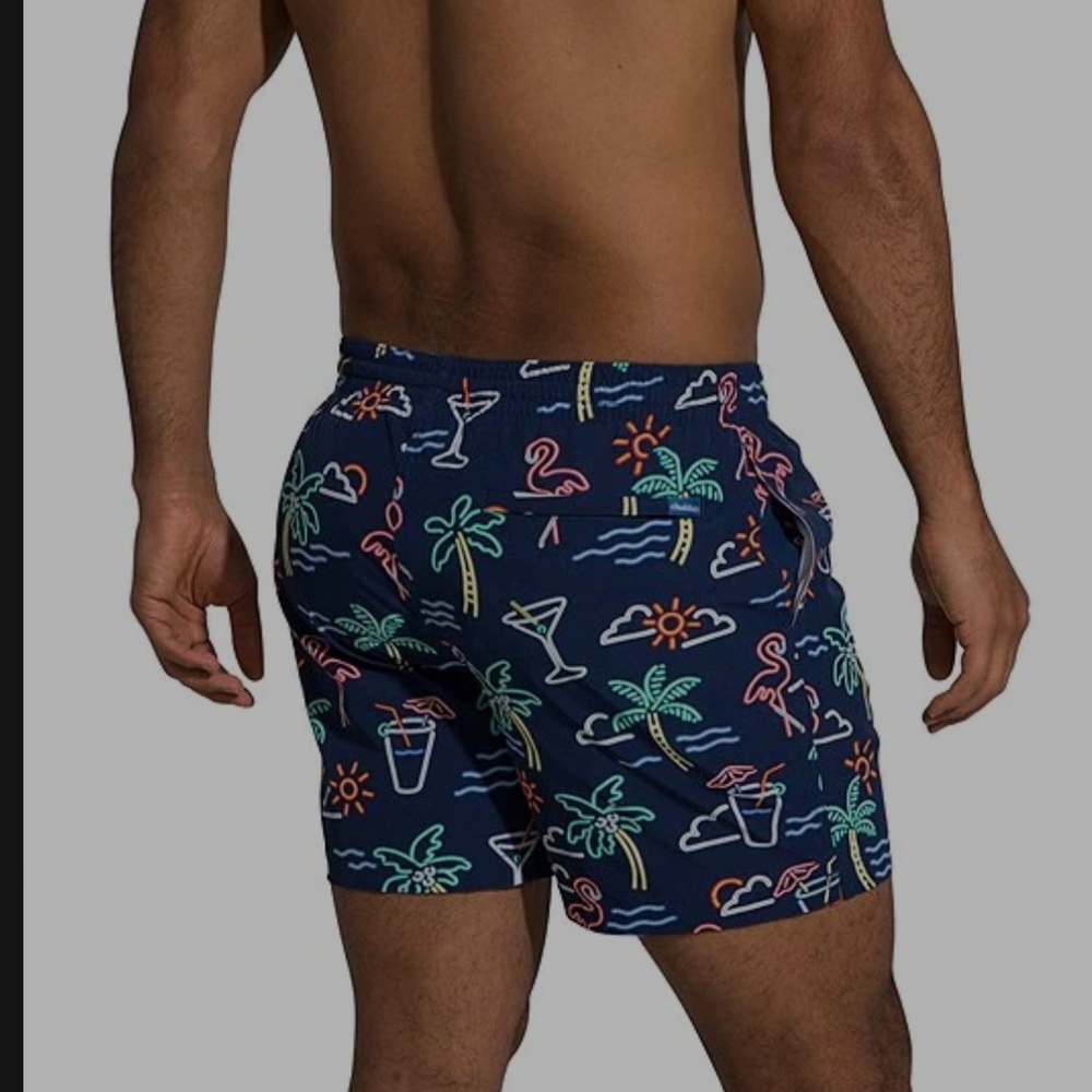 Chubbies Navy Flamingo Print Men's Shorts,zise XXL - Picture 3 of 5